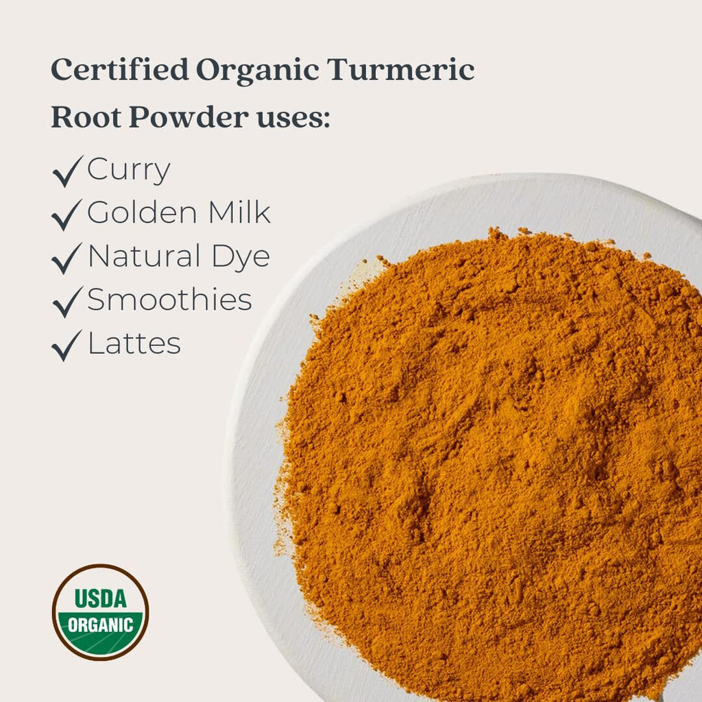 Organic Turmeric Root Powder 16 Ounces Non Irradiated Vegan Certified Kosher