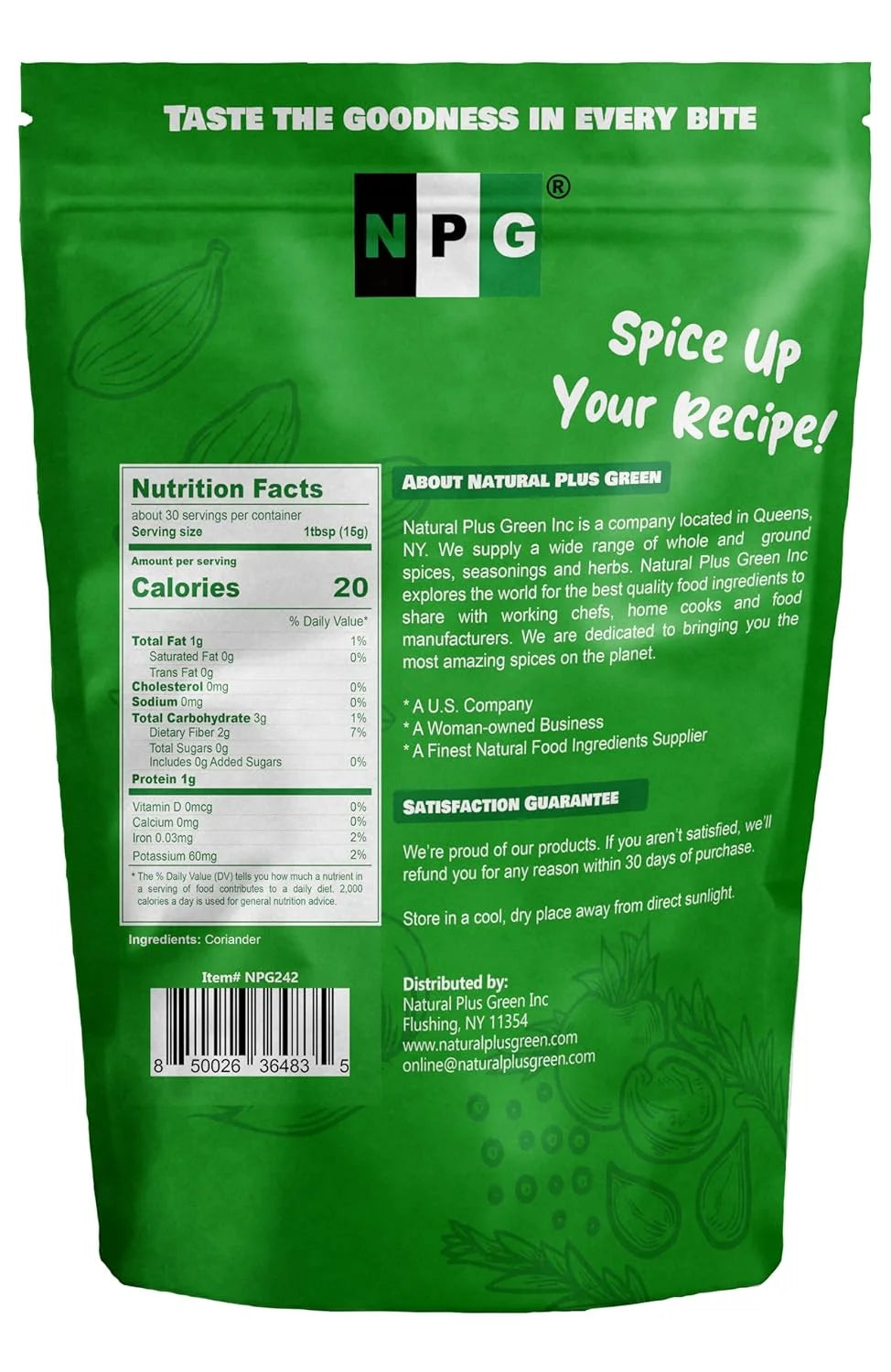 Coriander Seed 16 Oz, Whole Cilantro Seeds for Cooking & Seasoning, Spice for Indian & Middle Eastern Cuisine, Fresh Citrus Aroma, Nutty Flavor, Non-Gmo, Gluten Free