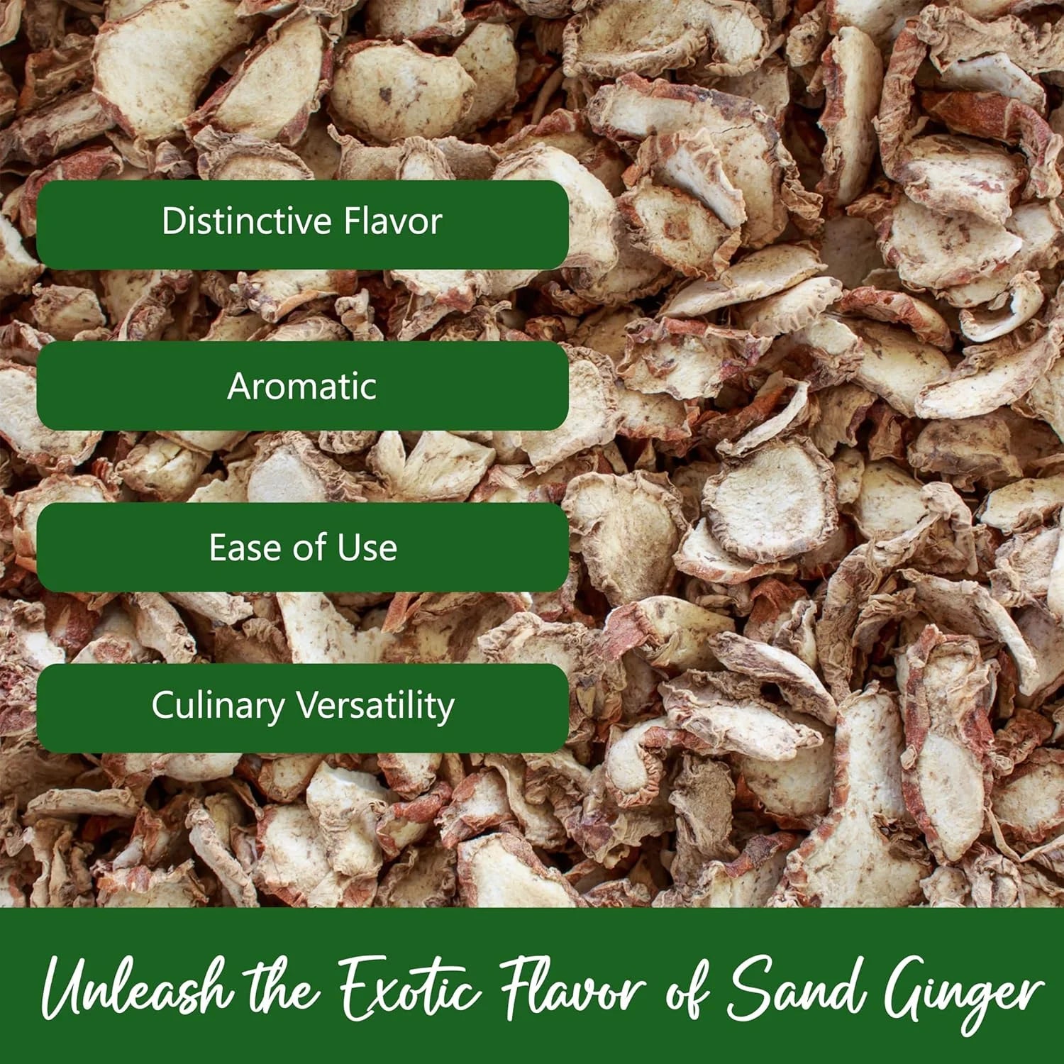 Dried Galangal Root Sand Ginger Sliced 8 Ounce, Natural NON GMO Kulinjan Alpinia Galanga Chinese Galangal Sand Ginger Slices, Herb Spices for Tom Yum and Tom Kha Soups