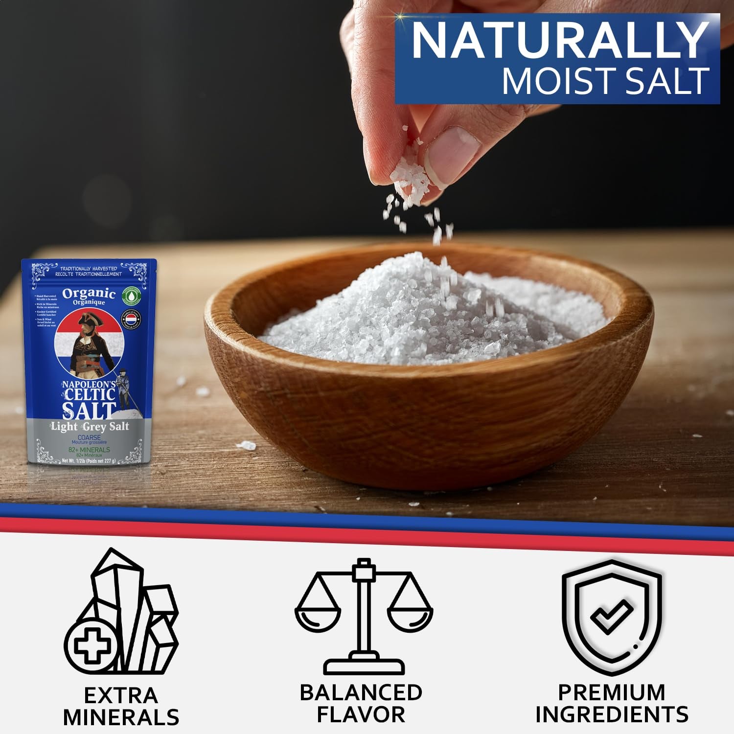 Napoleon'S Celtic Organic 82 Minerals Sea Salt Coarse, French Sea Salt, Grey Sal