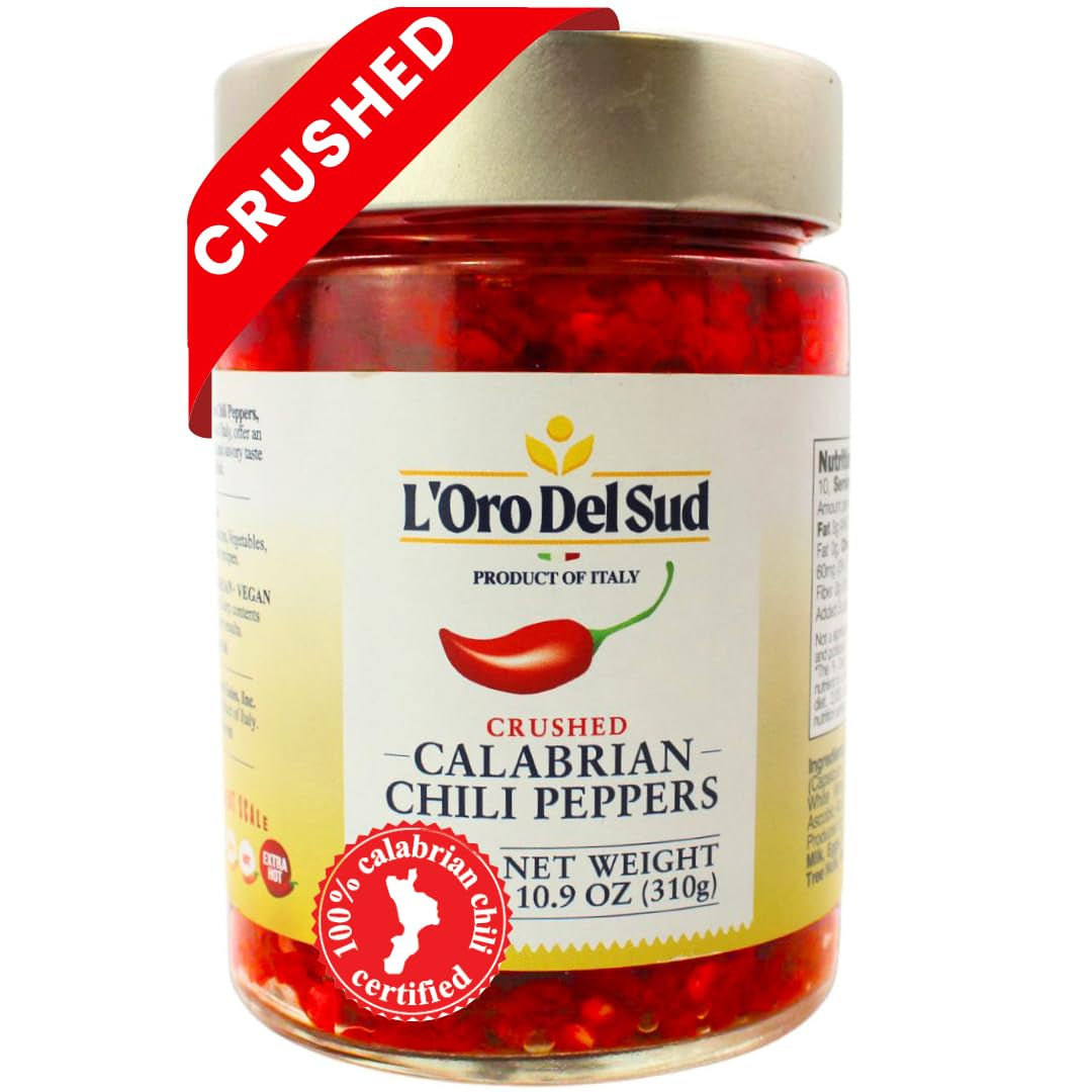 Crushed Calabrian Chili Peppers Paste, 9.8 Oz (280 G) Spread, Chopped, Grown And