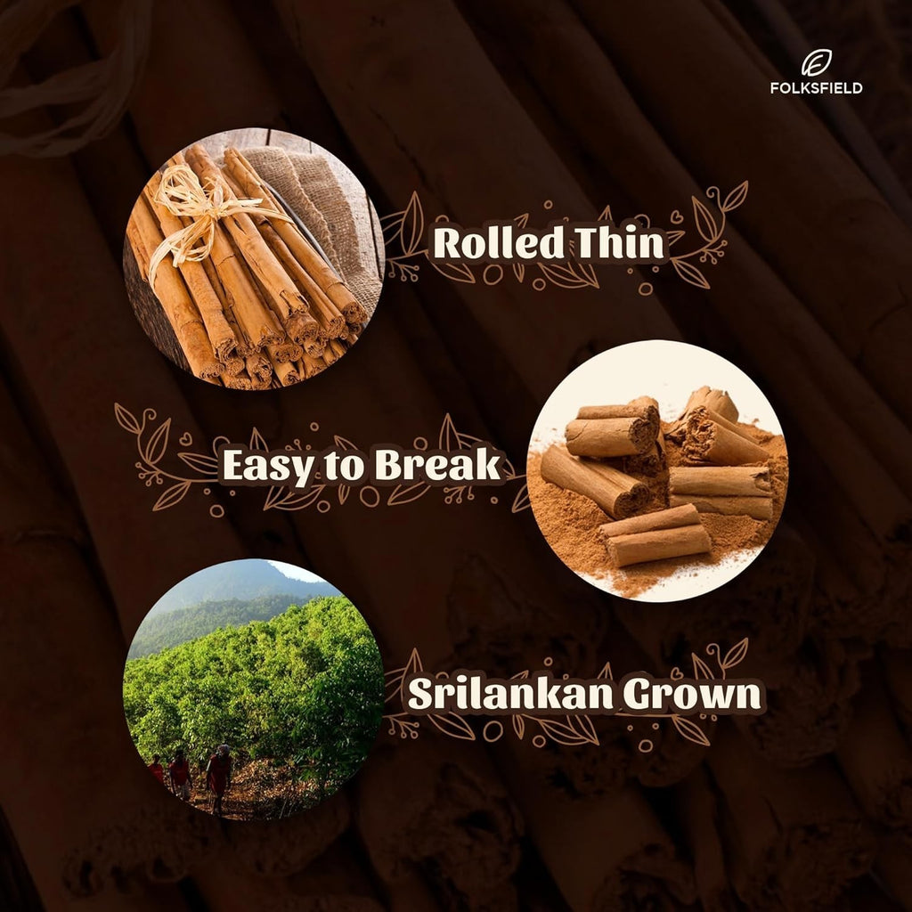Organic Ceylon Cinnamon Sticks 8 Oz True Cinnamon from Sri Lanka Grade 5" Quills