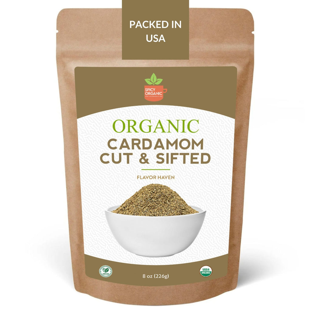 Organic Cut & Sifted Cardamom- Pure Flavor Boost for Beverges, Cooking & Baking