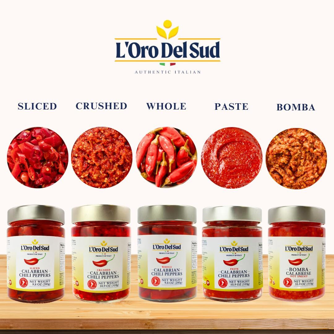 Crushed Calabrian Chili Peppers Paste, 9.8 Oz (280 G) Spread, Chopped, Grown And