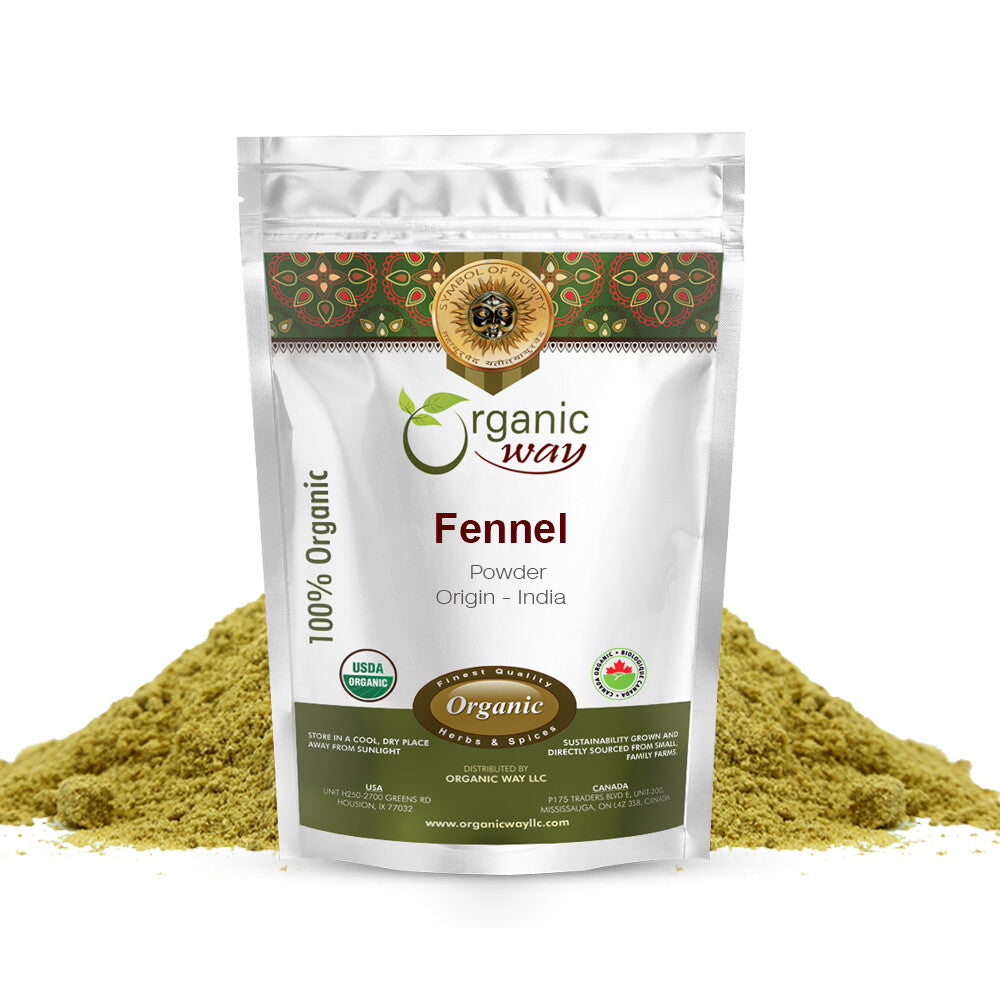 Organic Way Fennel Seed Powder- Gluten Free | USDA Certified 8 Oz (227 G)