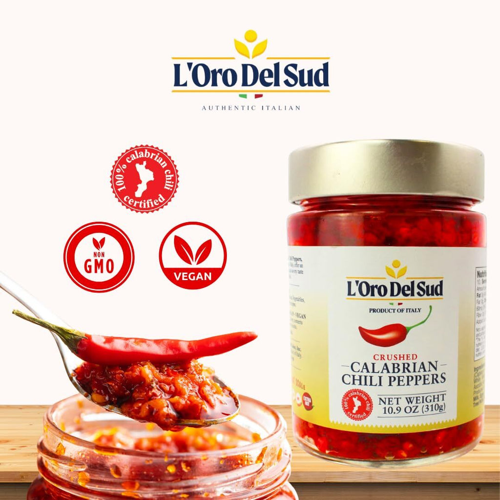 Crushed Calabrian Chili Peppers Paste, 9.8 Oz (280 G) Spread, Chopped, Grown And