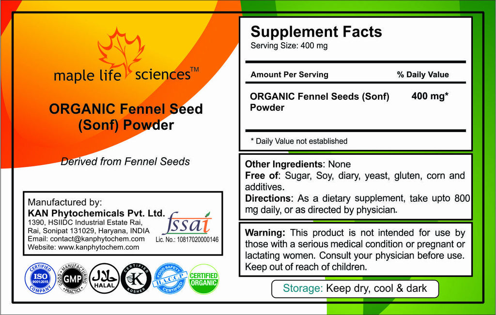 ORGANIC Fennel Seed (Sonf) Powder Pure Natural High Quality Sonf Powder