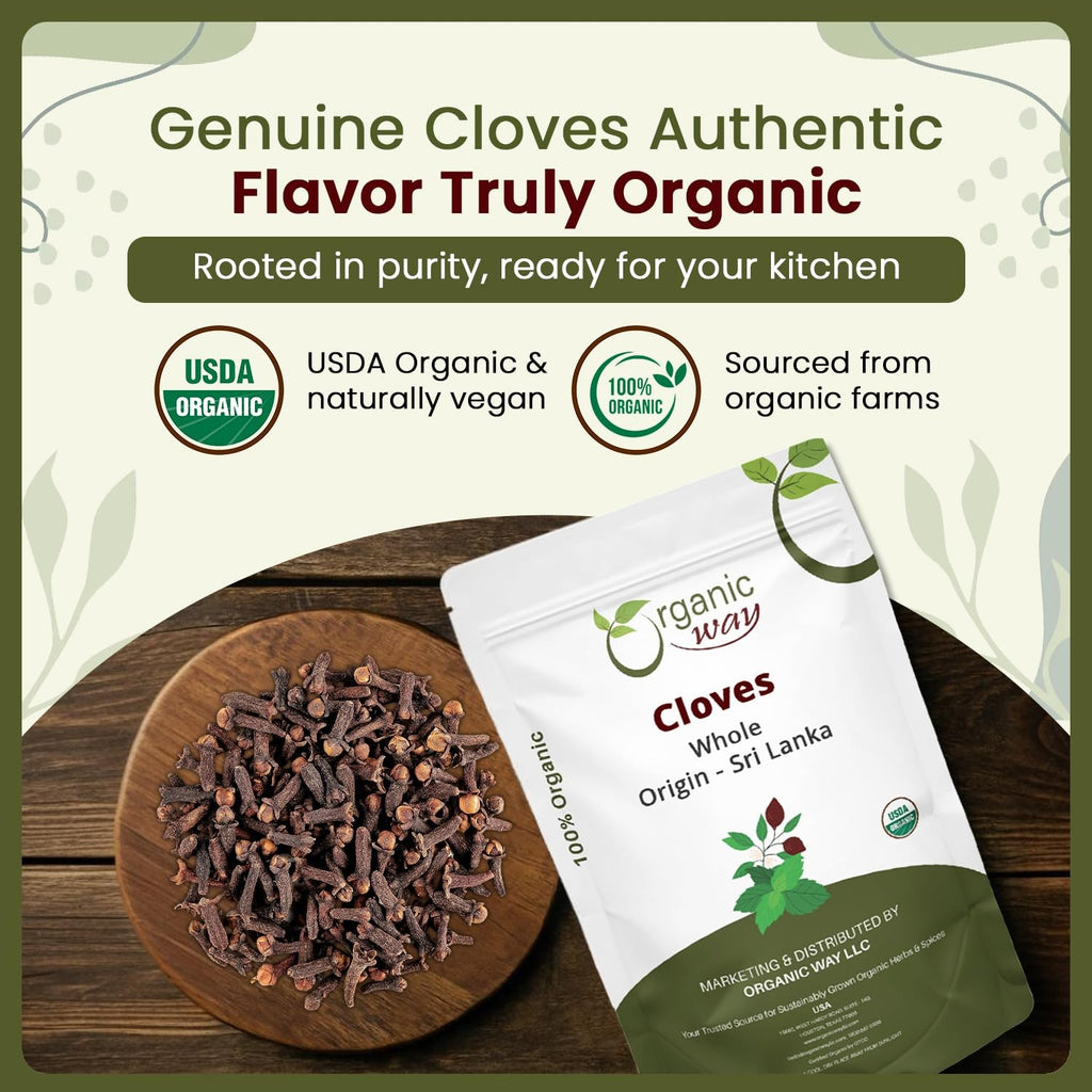Organic Way Hand Selected Cloves Whole (Syzygium Aromaticum) - Adds Flavour...