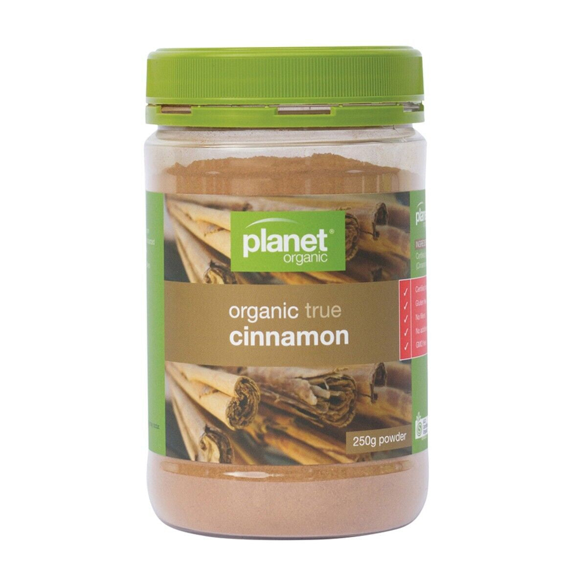 NEW Planet Organic Organic Ground Cinnamon 250G Ceylon Cinnamon Jar