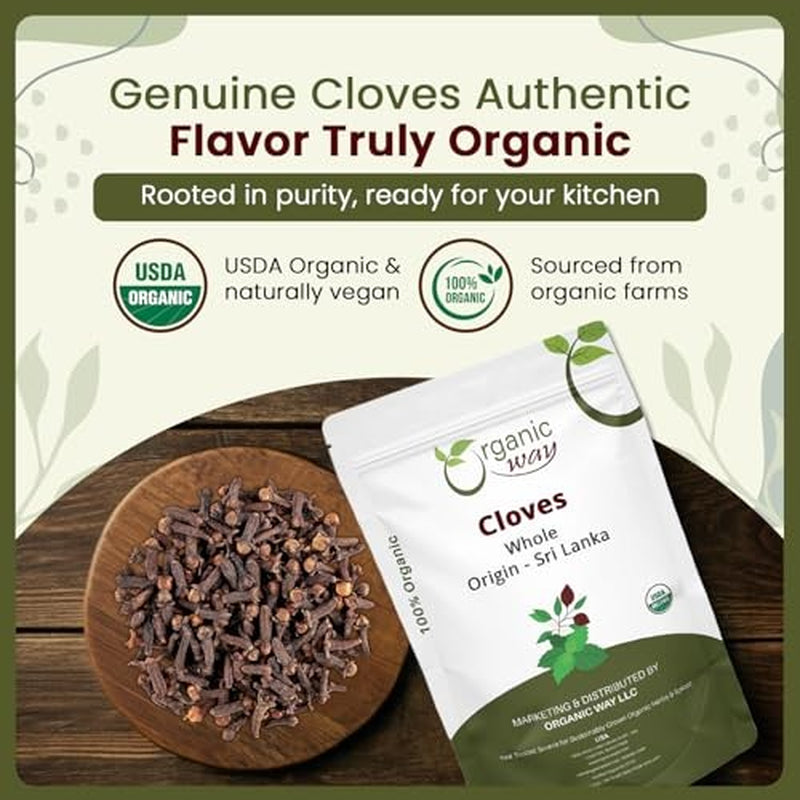 Organic Way Hand Selected Cloves Whole (Syzygium Aromaticum) - Adds Flavour...