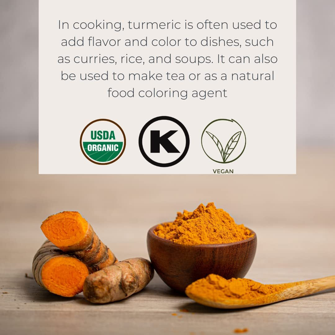 Organic Turmeric Root Powder 16 Ounces Non Irradiated Vegan Certified Kosher