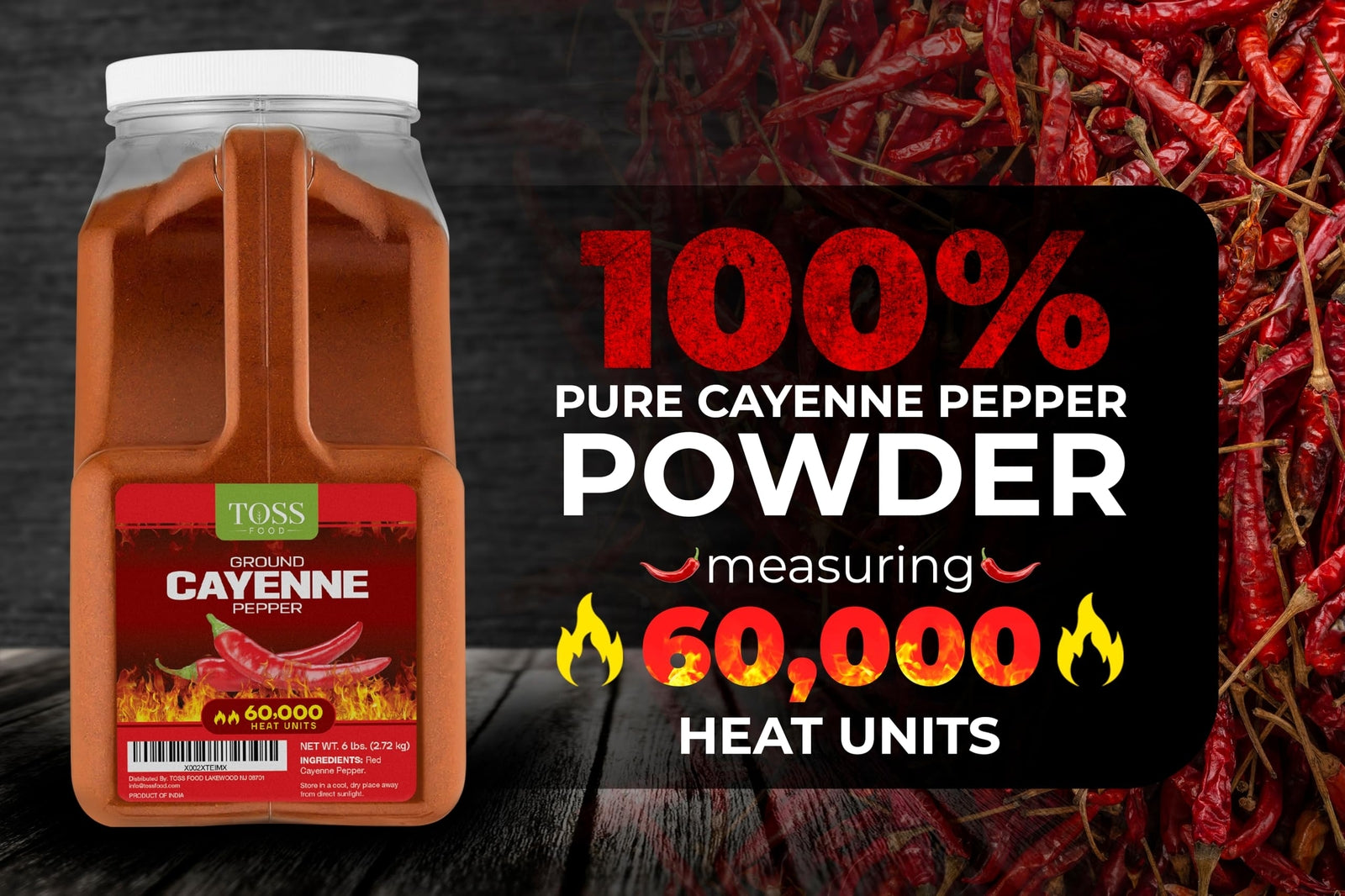 Extra Hot Cayenne Pepper Powder Bulk 60,000 Heat Units 6 LB, Ground Cayenne P...