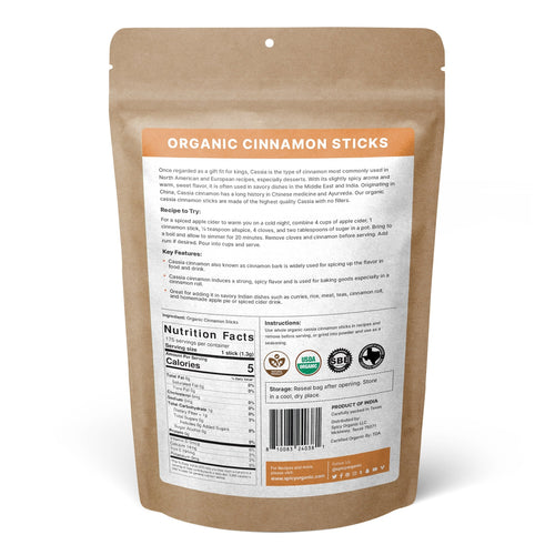 Cinnamon Sticks -USDA Certified Organic-Strong Aroma, Ideal for Cooking & Baking