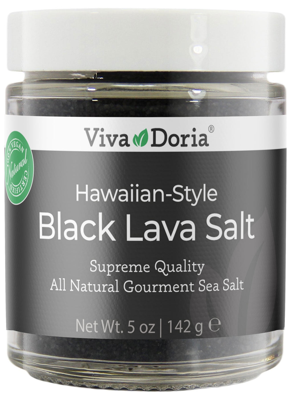 Hawaiian Black Lava Salt (Fine Grain) Black Sea Salt (5 Oz Glass Jar)