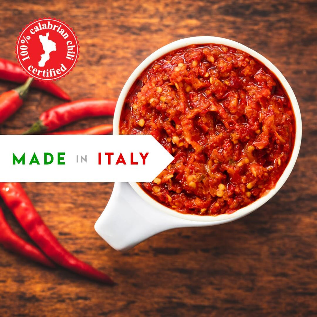 Crushed Calabrian Chili Peppers Paste, 9.8 Oz (280 G) Spread, Chopped, Grown And