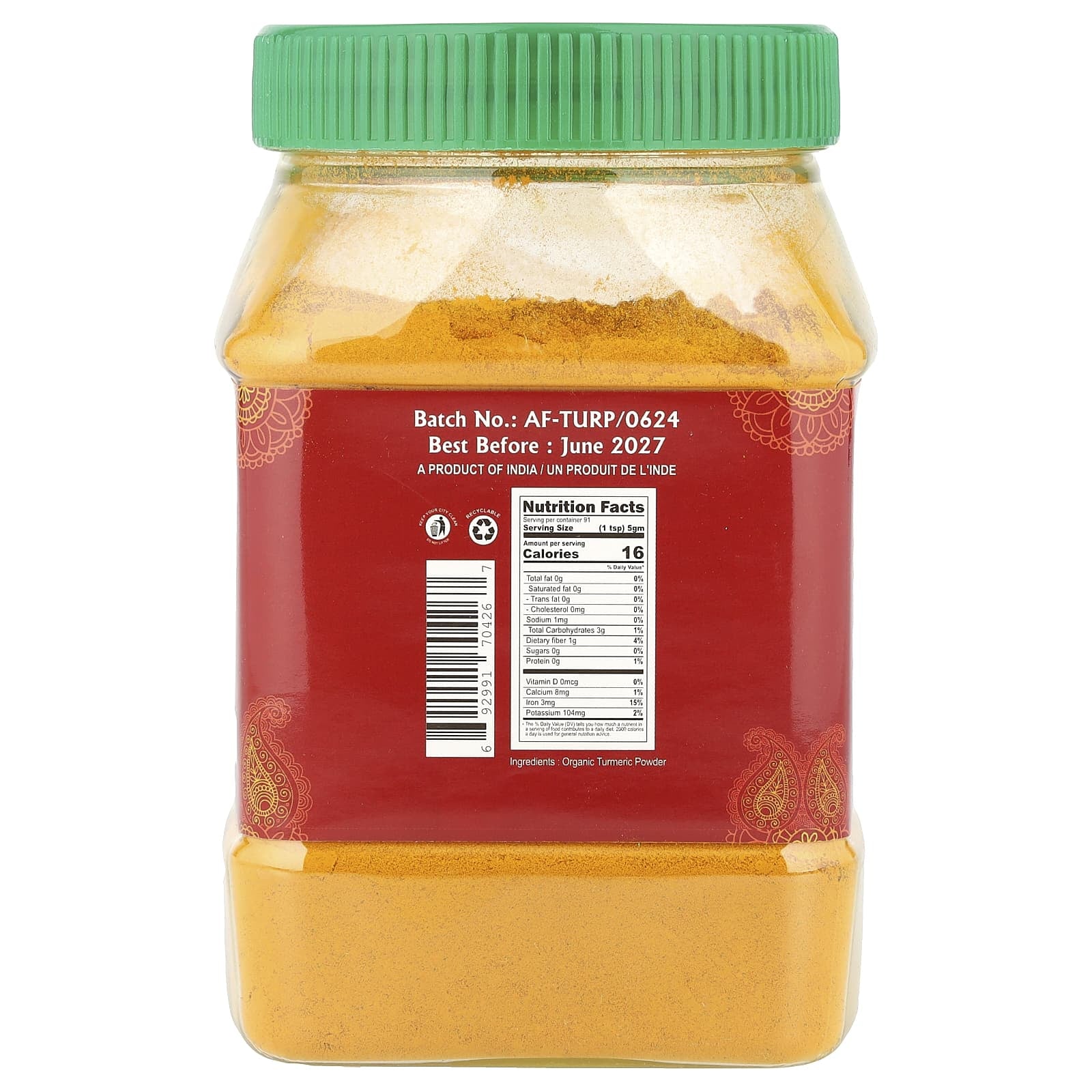 Indian-Canadian  Organic Turmeric Powder 1 Lb