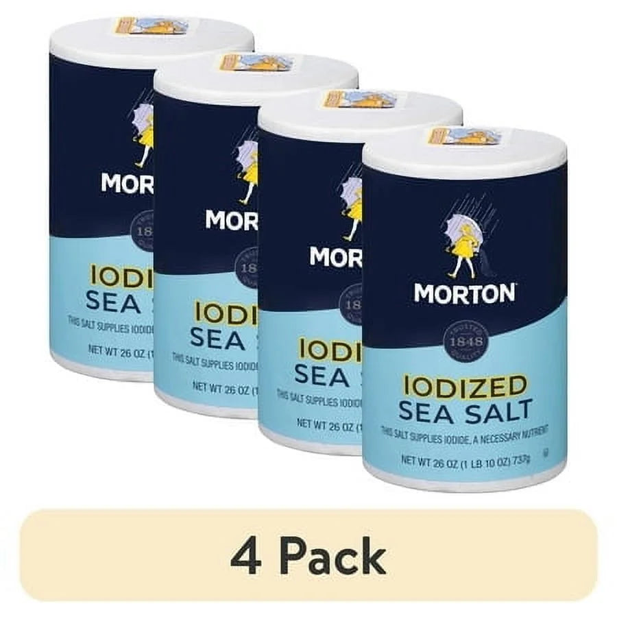 (4 Pack) Morton All-Purpose Iodized Sea Salt, 26 Oz