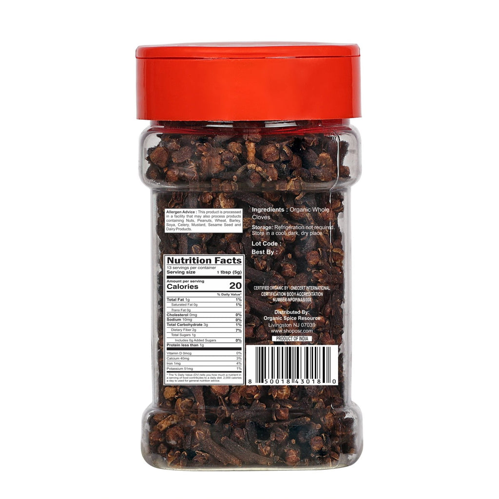 Organic Whole Cloves | 2.29 Oz or 65G | USDA Organic Approved | Vegan | Non-Gmo,