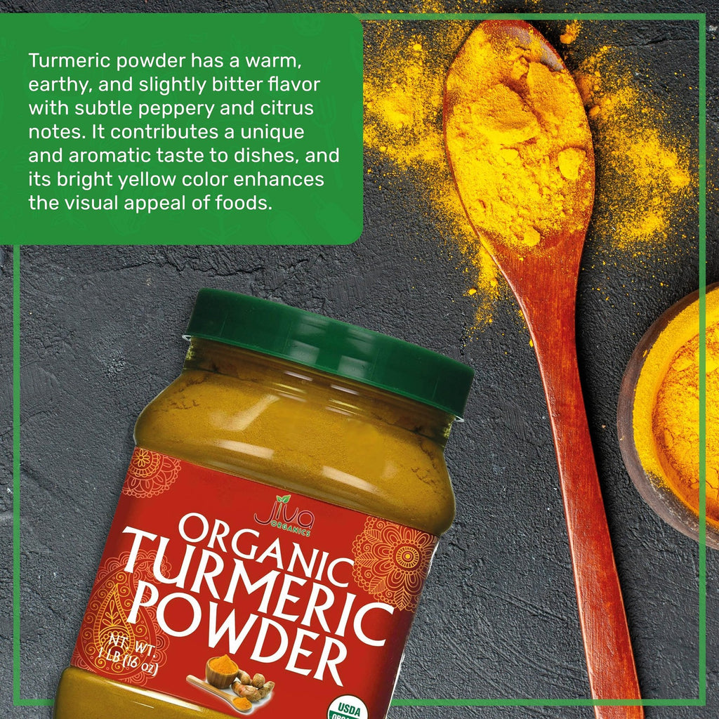 Organic Turmeric Powder - 1LB Jar - 100% Raw W/Curcumin from India - by Jiva
