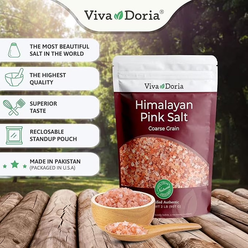 Himalayan Pink Salt Coarse Grain Crystal Sea Salt, 2 Lbs Certified Authentic Himalayan Salt for Grinder Refills