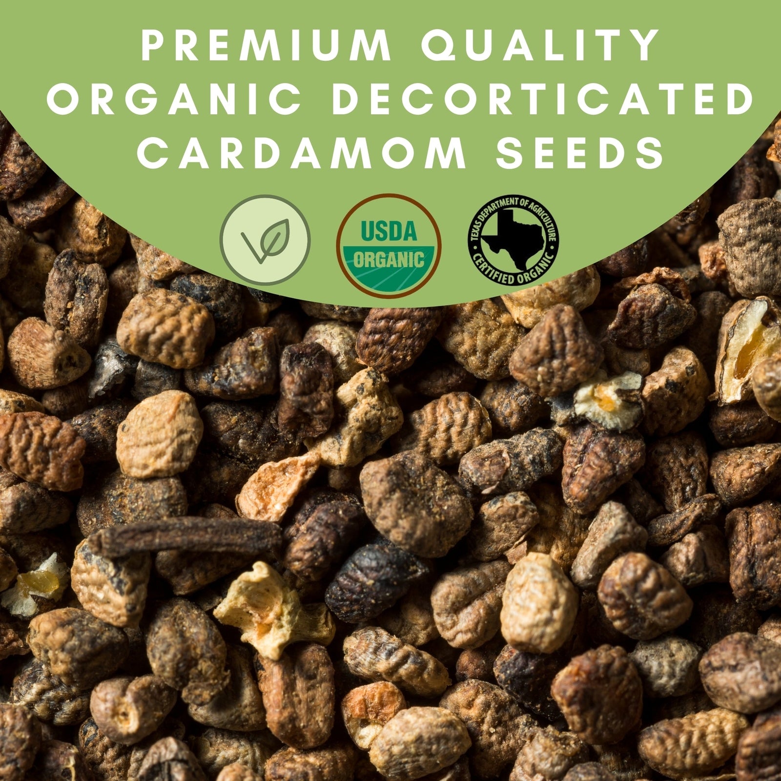 Organic Decorticated Cardamom Seeds-Usda Certified-Pure Spice for Sweet Dishes