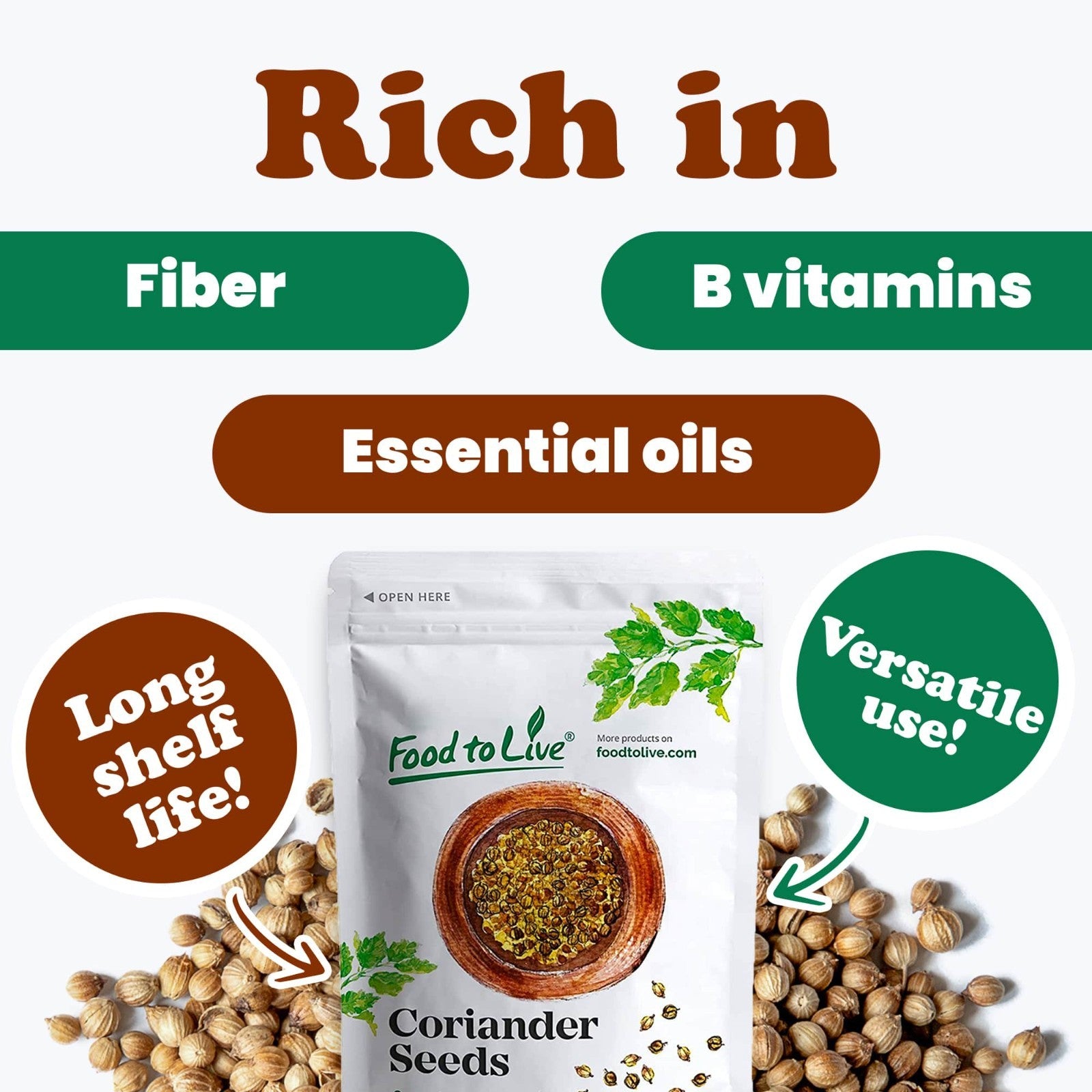 Coriander Seeds — Kosher, Raw, Vegan — by Food to Live