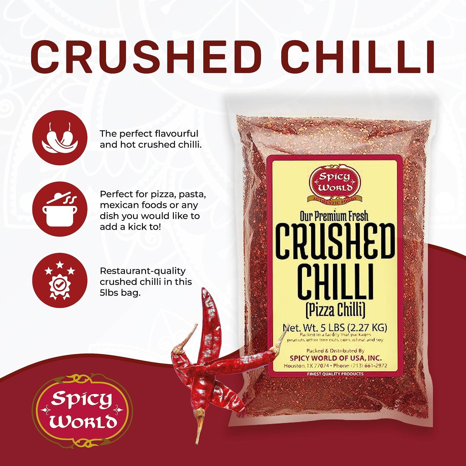Spicy Crushed Red Chili Flakes - 5 Pound Bulk Value Pack for Flavorful Heat