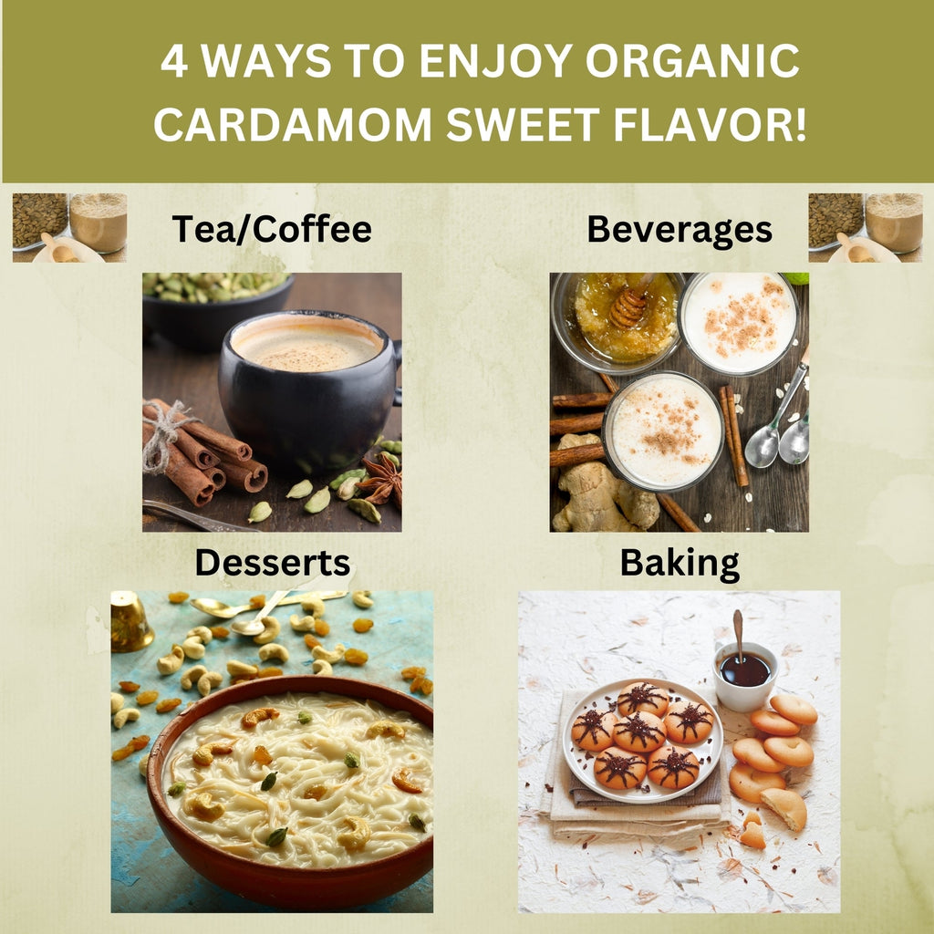 Organic Cut & Sifted Cardamom- Pure Flavor Boost for Beverges, Cooking & Baking