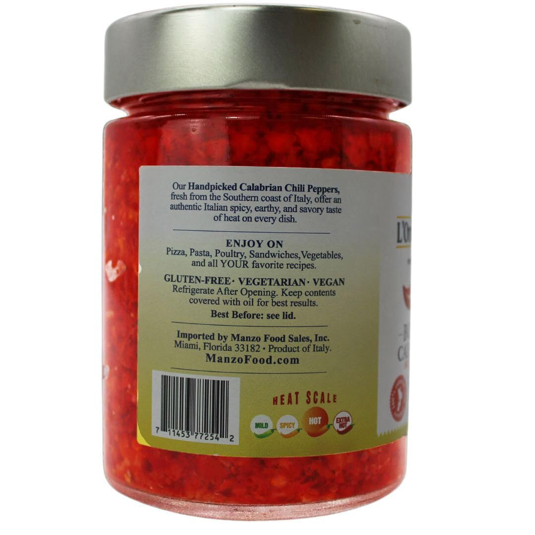 Crushed Calabrian Chili Peppers Paste, 9.8 Oz (280 G) Spread, Chopped, Grown And