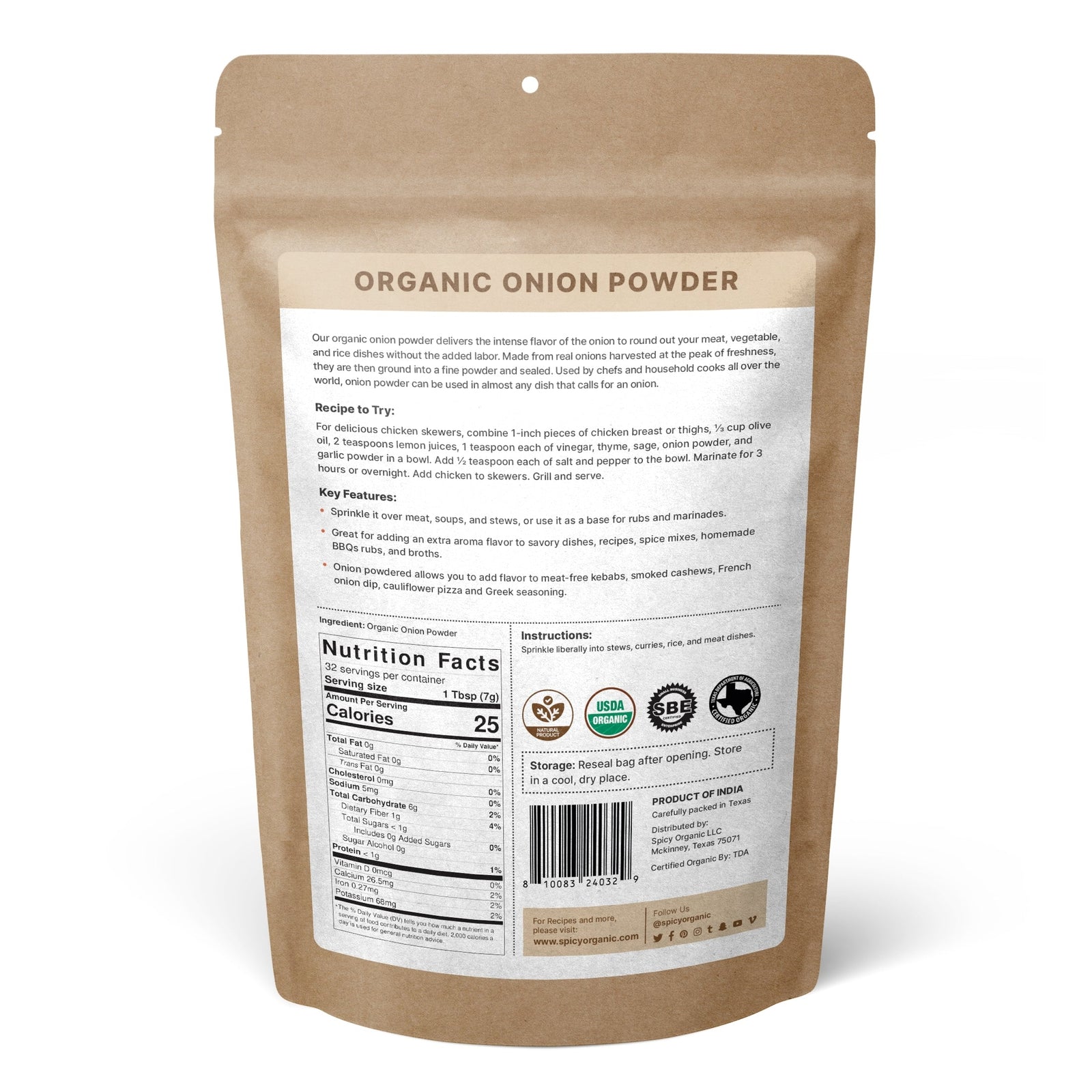Organic Onion Powder-Usda Certied-Onion Powder Seasoning for Culinary Delight